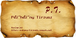 Páhány Tirzusz névjegykártya